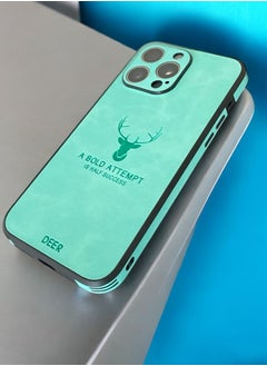 Buy Luxury Shockproof Soft Silicone PU Leather Deer Mobile iPhone 14 Pro Max Case in UAE