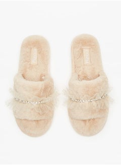 Buy Women Embellished Slip-On Bedroom Slippers in Saudi Arabia