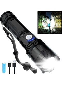 Buy Rechargeable Flashlights，100000 Lumens Super Bright Powerful Flashlights,Ipx5 Waterproof Flashlight, 5 Lighting Modes Suitable For Camping Fishing And Hiking. in Saudi Arabia