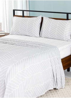 Buy Chevron Flat Sheet and Pillowcase Set, Silver & White - 255x274 cm in UAE