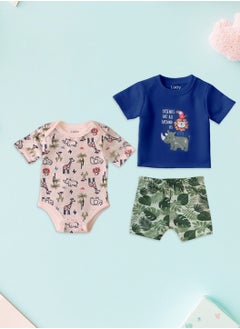 Buy LUAY 100% Organic Cotton T-shirt+Onesies Pack of 3 set Baby 3in 1Gift Set for Unisex Baby Pure Cotton_Soft,Smooth& Machine,Washable,Breathable Fabric in UAE