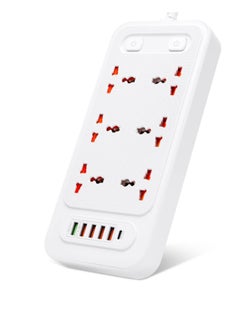 Buy Tycom Power Strip Surge Protector with USB + Type C- Extension Cord Flat Plug with Widely 6 AC Outlet and 5 USB 1 Type C, Small Desktop Station with 6 ft Power Cord in UAE