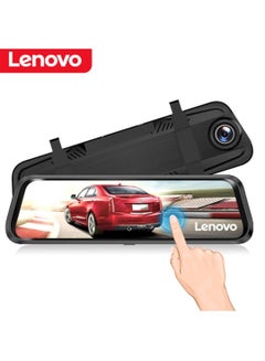 Buy Lenovo DVR V7 With 2 Camera Touch Screen Center Mirror Recorder With 2 Cameras Dashcam 64GB SD Card Included in UAE