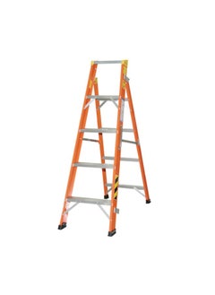 Buy Mazaya 5-Step Aluminum Ladder Orange and Silver in Saudi Arabia