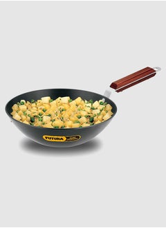 Buy Futura Hard Anodised Flat Bottom Deep Fry Pan Without Lid Black 2.5 Liter in UAE