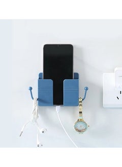 Buy Wall Hanging Wall Mount Mobile Phone Adhesive Holder With Hooks Blue in UAE