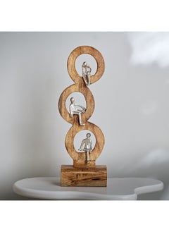 Buy Odin Wooden Ring Table Accent with Aluminium Sculptures 18 x 55 x 9 cm in Saudi Arabia