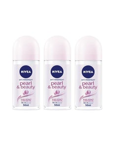 اشتري Pack Of 3 Nivea Pearl And Beauty Antiperspirant Roll On Deodorant 50 Ml في السعودية