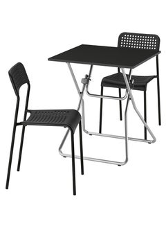 Buy Folding Table with 2 Chairs Black Home Kitchen Dining Room Restaurants 67x67 cm in UAE