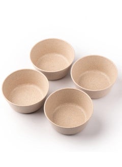 Buy Rice Husk Curry Bowls - Pack of 4 | Eco Friendly Unbreakable Microwave Safe | Salad Serving Bowl Set for Snacks, Rice, Soup, Noodles & Mixing, 220 ml - Soft Beige in UAE