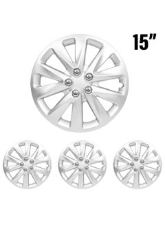 Buy 15 Inch Wheel Cover Cap for All Vehicles with Rim Size 15 Inch - Silver - Set of 4 Pcs WJ-5063-A-15 in Saudi Arabia