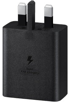 اشتري Samsung Galaxy Official 45W Travel Adapter, Super-Fast Charging (UK Plug with USB Type-C Cable), Black في الامارات