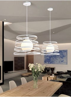 Buy White Pendants Lighting Industrial Design Spring Cage Shape Lamp in UAE