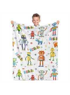 اشتري Robot Blanket, Robot Throw Blanket for Boys, Soft Warm Fleece Flannel Cartoon Robot Blanket Gifts for Kids Adults Teens, Gear Screw Machine Robot Blanket for Couch Sofa Bed Travel (50"x60") في الامارات