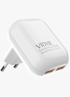 اشتري VIDVIE-CHARGER PLE218-شاحن مزدوج أكثر أمانًا مع الحل الذكي-2.4A MAX-كابل اي او اس -2 مخرج USB-شريحة ذكية-شحن سريع-تصميم فريد وأنيق في مصر