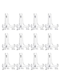 Buy 12 Pieces Plastic Easel Stands Plate Stands Holders, Picture Easel Stand Clear for Display Picture Frame Collectibles Desktop Weddings Party Home Decoration in Saudi Arabia