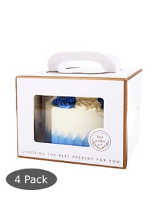 Buy 11.5x11.5x5.75 Inch Sturdy White Cake Boxes with Window and Cake Board, Perfect for Transporting Cakes, Pies, Pastries, and Cake Decorating, Pack of 4, Made with Premium Cardboard in UAE