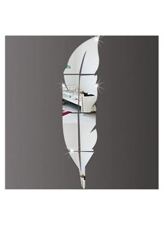 اشتري Beautiful Feather Shape 3D Mirror Wall Sticker White 180x10x70mm في الامارات