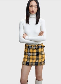 Buy Checked Belted Mini Skirt in UAE