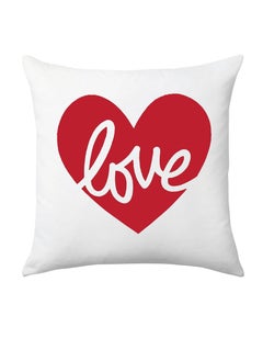 Buy Square pillow with “LOVE” print, white, size 40x40 cm in Saudi Arabia