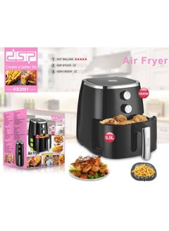 Buy DSP 1500W 5.5L Air Fryer KB2081 - The fryer is designed to fry food without the need for a large amount of oil, making foods lower in fat and calories compared to traditional cooking Color: Black in Egypt