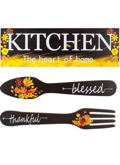 Buy Wood Kitchen Sign Kitchen Signs for Above Cabinets Inspirational Home Farmhouse Kitchen Decoration(Black) in Saudi Arabia