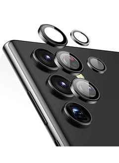 اشتري Camera Lens Glass Protector With Ring For Samsung Galaxy S22 Ultra - Black في السعودية