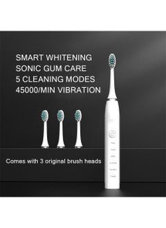 اشتري Sonic Electric Toothbrush for Adults Timer Teeth Ultrasonic Automatic Vibrator Whitening Ipx7 Waterproof 4 Brush Head Usb Type في السعودية