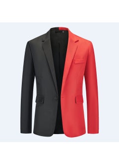 Buy 2024 Mens Casual Patchwork Blazer Trendy Euro Suitred and black red and black in Saudi Arabia