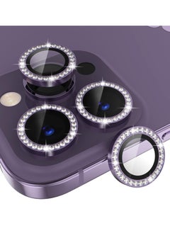 اشتري for iPhone 14 Pro/iPhone 14 Pro Max Camera Lens Protector Bling, 9H Tempered Glass Camera Cover Screen Protector Metal Ring Decoration Accessories (Bling-Purple) في الامارات