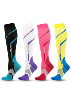 Buy 4 Pairs Soccer Socks, Sport Knee High Socks Over The Calf Compression Athletic Socks for Mens and Women Running & Training Football Thickening Keep Warm Sock in Saudi Arabia