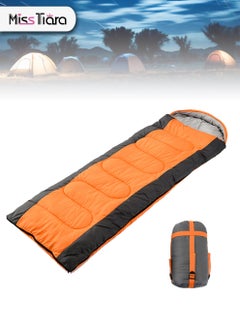 Buy Outdoor Camping Orange Single Sleeping Bag Envelope Hooded Sleeping Bag Lightweight Waterproof Camping Gear Equipment for Adults and Kids in UAE