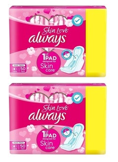 Buy Pack of 2 Breathable Soft Maxi Thick, Large Sanitary Pads With Wings - 2x50 Pads Large in Saudi Arabia