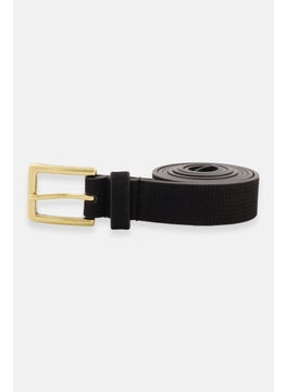 اشتري Men Textured Leather Belt, Black في الامارات