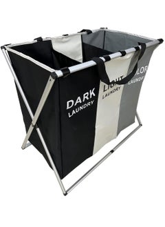 Buy Large Laundry Basket Bags Foldable,3-Section Laundry Hamper Portable Dirty Clothes Bag Sorter with Handle,Large Capacity Fabric Washing Storage Baskets for Bathroom Bedroom Home 135L in UAE