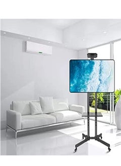 اشتري حامل تلفزيون متنقل على عجلات لأجهزة تلفزيون LCD LED OLED مسطحة مقاس 32-65 بوصة، ارتفاع قابل للتعديل في السعودية