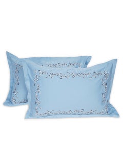 اشتري Luxurious Embroidered 400 Thread Count 100 Percent Cotton Pillow Case Set of 2 في السعودية