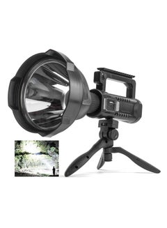Buy Rechargeable Spotlight Flashlight High Lumens, 90000 Lumen Super Bright spot Light with 4 Modes & USB Output, Waterproof Handheld LED Spotlight with Tripod, Powerful Searchlight for Camping/Emergency in UAE