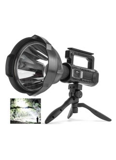 اشتري Rechargeable Spotlight Flashlight High Lumens, 90000 Lumen Super Bright spot Light with 4 Modes & USB Output, Waterproof Handheld LED Spotlight with Tripod, Powerful Searchlight for Camping/Emergency في الامارات