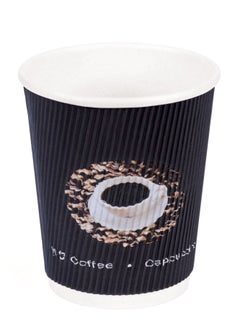 اشتري [25 Cups] Ripple Cups Black Printed 8Oz, for Hot Beverages Tea, Coffee & Chocolate Drinks for Office, Party, Home & Travel. في الامارات