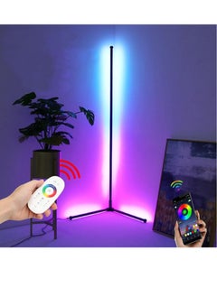 Buy Corner Floor Lamp - Modern RGB Corner Lamp - 356 Mood Lighting Modes - Dimmable 20W LED Corner Lamp - 55" Tall Minimalist Floor Lamp - Metal Color Changing LED Corner Light in UAE