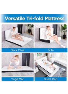 Buy COMFY WHITE FOLDING CLASSIC KNITTED COTTON 180 X 90 X 10 CM PORTABLE MATTRESS in UAE