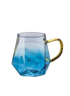 اشتري كوب قهوة زجاجي مقاوم للحرارة باللون الأزرق المتدرج سعة 300 مل، أكواب إسبريسو زجاجية، كوب شاي زجاجي بوروسيليكات في مصر