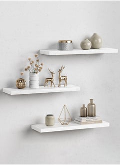 اشتري White Three-Layer Floating Shelves, Decorative Wall Shelves, Bathroom Hanging Set, Kitchen Living Room/Kitchen/Bedroom Storage في السعودية