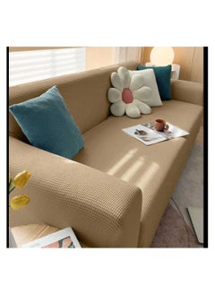 Buy Interlock Velvet Lycra Sofa Cover Set, 4 Pieces - Beige in Egypt