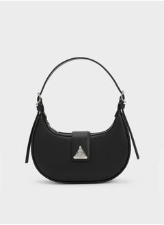 Buy CHARLES & KEITH Casual Crossbody Bag Trice Metallic Accent Belted Shoulder Bag - Black in UAE