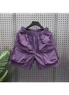 اشتري 2024 Summer Mens Athletic Shorts Fashion Slim Fit Casual Quick-Dry Purple في السعودية