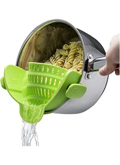 Buy Silicone Food Strainer, Adjustable Silicone Clip on Strainer Kitchen Colander for Spaghetti, Pasta, Ground Beef Fits Pots, Pans, Bowls, Green in Saudi Arabia