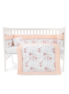 Buy Soft Muslin Crib Bedding 4 pcs Set  - Blush Rose in UAE
