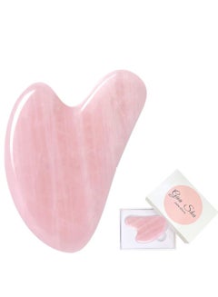 Buy Natural Rose Quartz Stone Guasha Facial Face Neck Body Gua Sha Board Massager in UAE